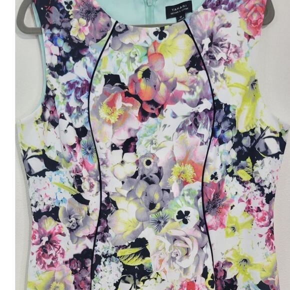 Tahari Arthur S. Levine Dress Womens 16 Colorful Floral Bodycon Sleeveless Dress - Picture 3 of 11